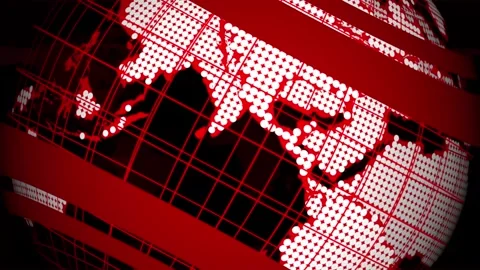 Red Globe with animated White Dot Pattern and Stripes on Black Background w.. Stock Footage 332992454