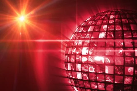 Red globe made from illuminated digital screens Stock Illustration