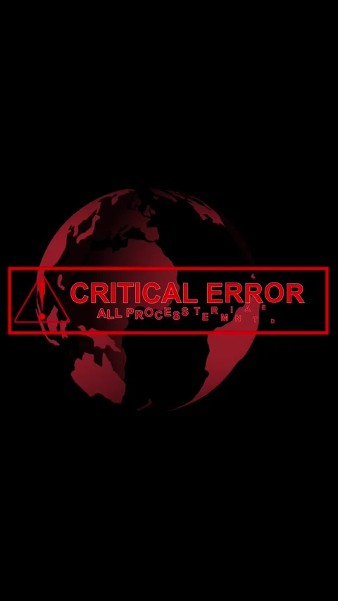 Red Globe with Warning Triangle and Empty Text Box on Black Background eart.. Stock Footage 337461149