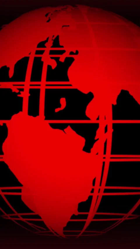 Red globe within neon frame with red and blue lines. Red globe with dynamic.. Stock Footage 344840786