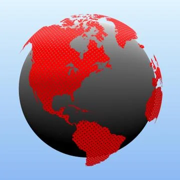 Red globe world map. Derived from NASA image. Stock Illustration