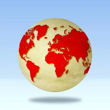 Red globe world map. Derived from NASA image. Stock Illustration