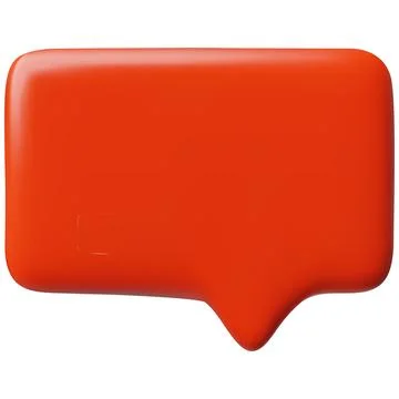 Red glossy 3D empty speech bubble, rectangular shape with rounded corners. Stock Illustration