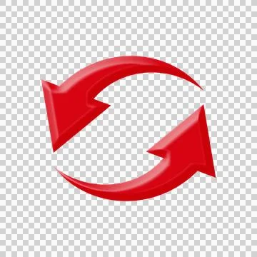 Red glossy arrows circular shape png symbol Stock Illustration