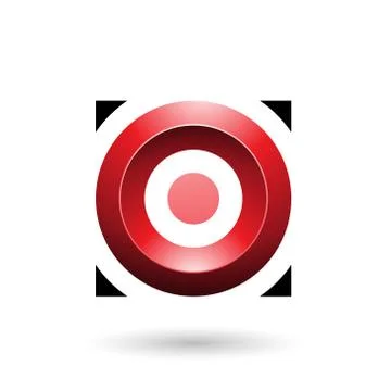Red Glossy Circle in a Square Vector Illustration Stock Illustration