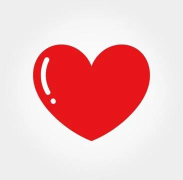 Red glossy heart icon. Vector illustration. Stock Illustration