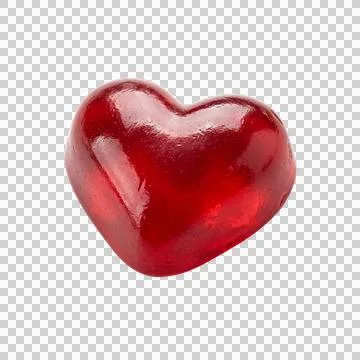 Red glossy heart shape icon with transparent background for romantic web gr.. Ilustración de archivo