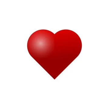 Red glossy heart shape vector illustration isolated on white background Stock Illustration
