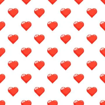 Red glossy hearts creating a seamless love pattern Stock Illustration