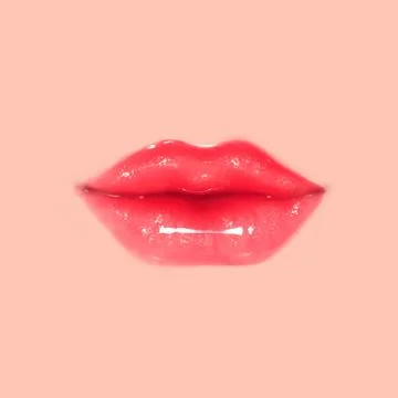 Red glossy lips Illustrazione stock