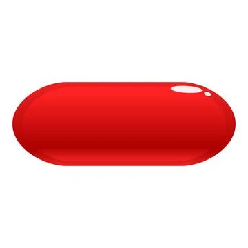 Red glossy oval button hovering on white background Stock Illustration