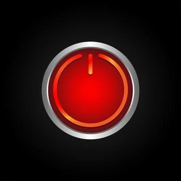 Red glossy power button on black. Stock Illustration