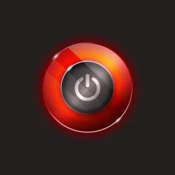 Red glossy power button Stock Illustration