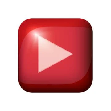 Red glossy realistic vector play button with light flare Stock Illustration