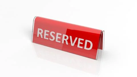 Red glossy reservation sign, isolated on white background. Stock Photos