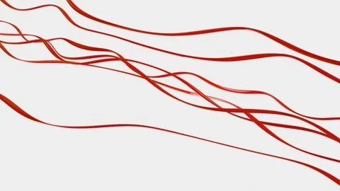 Red glossy ribbon meanders on a white background. 3d render looped animation Stock Footage 241472194
