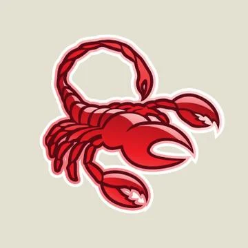 Red Glossy Scorpion Icon Vector Illustration Stock Illustration