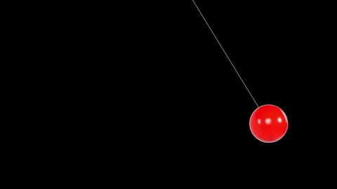 Red Glossy Sphere Pendulum Swinging - Seamless Loop 3D Animation Stock Footage 340253122