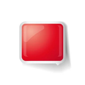 Red glossy square 3d plastic speech bubble vector Stock Illustration