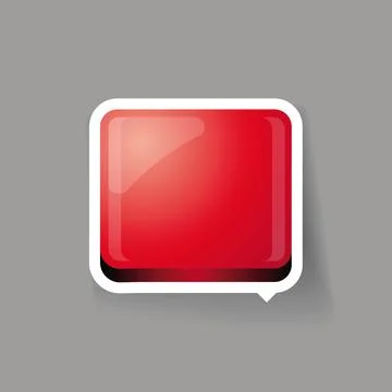 Red glossy square 3d plastic speech bubble vector Stock Illustration