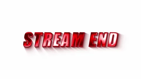 Red glossy stream end title card animation on white background Stock Footage 340459142