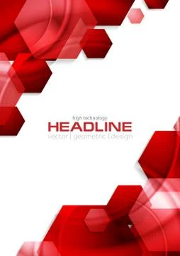 Red glossy tech hexagons vector background Illustrazione stock