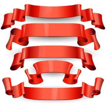 Red Glossy vector ribbons on a white background for your design project 库存插图