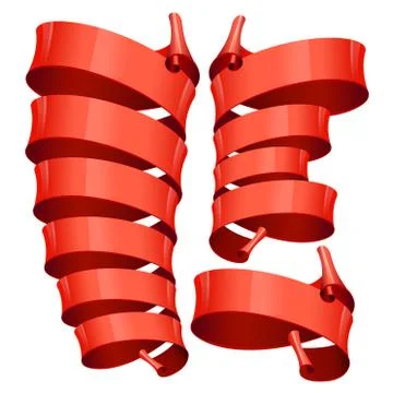 Red Glossy vector ribbons on a white background 스톡 일러스트