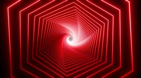 Red glow hexagon tunnel loop. Seamless 4K animation. Abstract motion screen Stock Illustration
