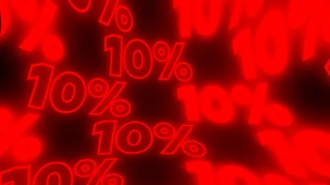 Red glow wavy text 10 % off on black background Stock Footage 297206719