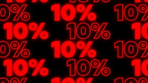 Red glow wavy text 10 % off on black. Social media template for sale Stock Footage 300652925