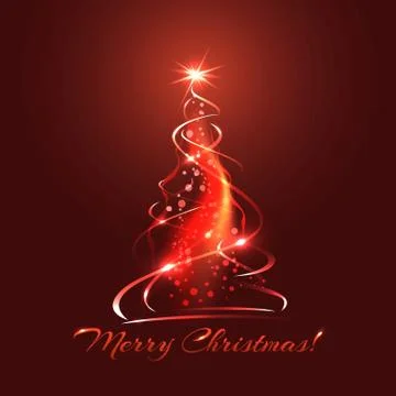 Red glow xmas tree Illustrazione stock