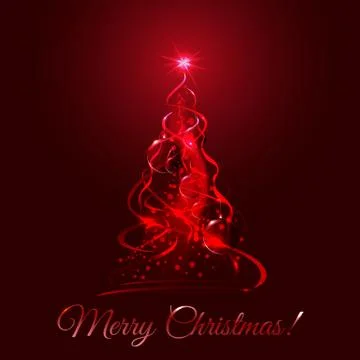 Red glow xmas tree Stock Illustration