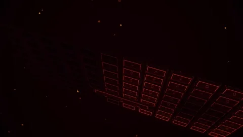 Red Glowing 3D Digital Keyboard Grid SciFi Tech Motion Loop Video 스톡 동영상 344655786
