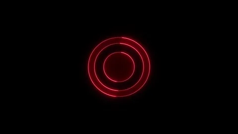Red glowing circles spinning in seamless loop against pitch black backgroun.. Stock Footage 345549992