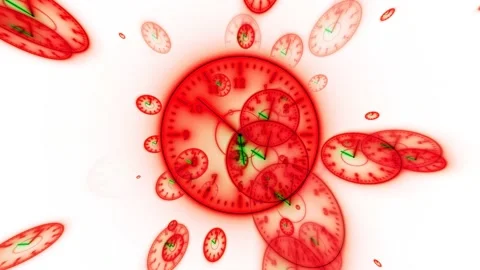 Red glowing clock particle animated whit... | Stock Video | Pond5