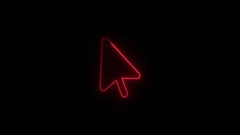 Red glowing computer mouse cursor arrow neon outline flashing against dark .. Stock Footage 345550208