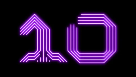 Red glowing counter from 0 to 10, digits in the shape of circuit board Stock Footage 104120967
