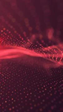 Red glowing digital particle wave with soft bokeh, abstract data flow, and .. Stock Illustration