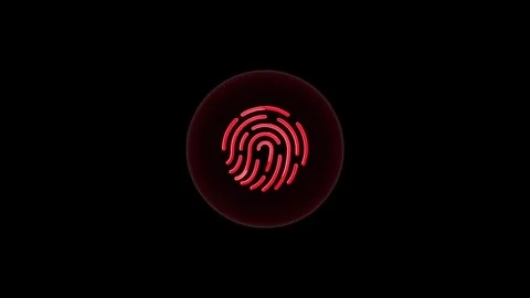 Red glowing fingerprint scan animation on black background biometric securi.. Stock Footage 334829645