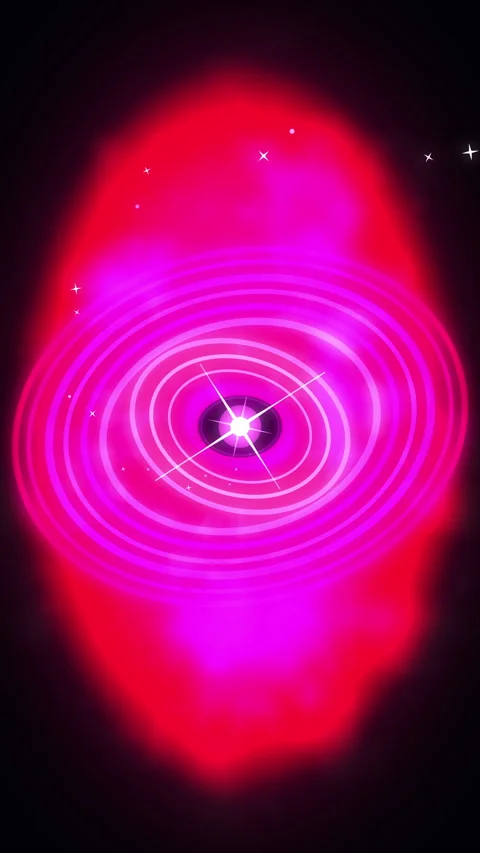 Red glowing galaxy animation with pink rings and star particle loop Stock Footage 346633641