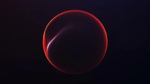 Red glowing gradient sphere dissolving into flowing light trails, abstract .. Stock Illustration