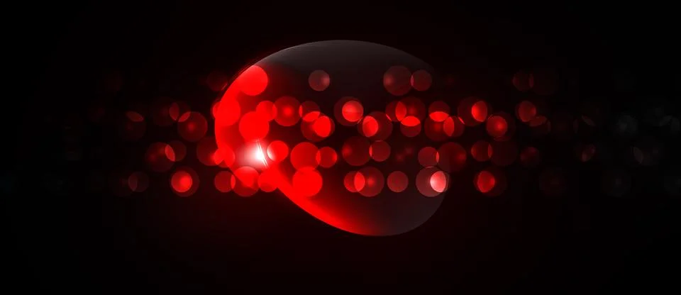 Red glowing heart shape composed from numerous small circles. Dark background Stock Illustration