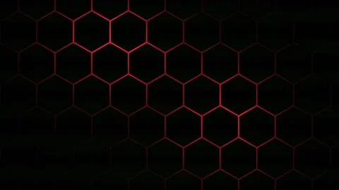 Red glowing hexagon honeycomb technology motion background Stock Footage 338066186