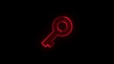 Red glowing key icon animation line drawing digital graphic element isolate.. Stock Footage 345550158