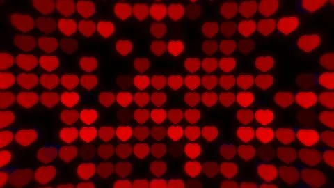 Red glowing led hearts grid background Stock Illustration