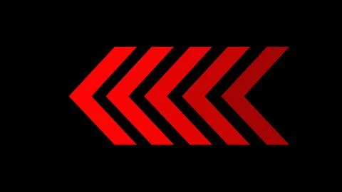 Red glowing left arrows. 4K silhouette arrows animation in red color isolat.. Stock Illustration