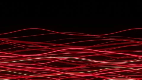 Red Glowing Light Threads Flowing Wave Loop Stock Footage 344590140