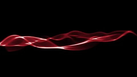 Red glowing light wave motion on black background, dynamic abstract fluid energy 库存影片 333700054