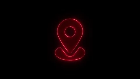 Red glowing map marker icon animation emerging from black background digita.. Stock Footage 345550189